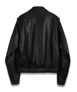 Men's <b>Black</b> PU Leather Bomber <b>Jacket</b> Turn-down Collar Zipper Closure Regular Fit Autumn Wear - Product Image 2