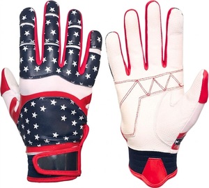 Gants de frappe en cuir avec drapeau américain, rouge, blanc, bleu, rembourrés, fermeture auto-agrippante, unisexe, adulte, entraînement - Product Image 1