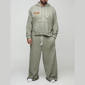 Conjunto Deportivo de Sudadera con Capucha de Algodón Verde Oliva para Hombre, con Bolsillos Laterales, Corte Holgado, Estilo Casual para Otoño - Product Image 3