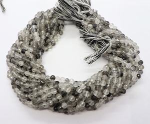 ลูกปัดควอตซ์รูไทล์สีดำทรงกลมเหลี่ยมเพชรพลอยขนาด 5.5-6 มม. ลูกปัดพลอยรูไทล์สีดำธรรมชาติ 14 นิ้ว ทรงกลมเหลี่ยมเพชรพลอย - Product Image 6