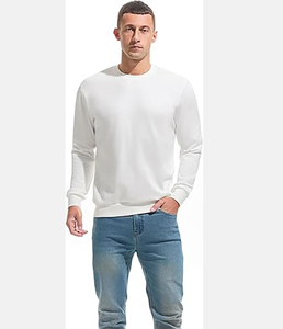 เสื้อสเวตเชิ้ตคอกลมสีขาวสำหรับผู้ชาย ผ้าฝ้าย 100% ทรงปกติ สีพื้น ลำลอง ถักทอ เหมาะสำหรับใส่ในฤดูใบไม้ร่วง - Product Image 4