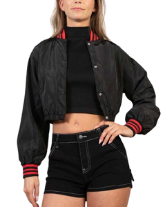 Chaquetas Varsity de Satén Personalizadas de Alta Calidad para Mujer, con Botones y Logotipos Personalizados - Product Image 3