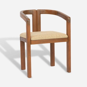 One Seater Chair Teak Wood Dining Chair with Upholstered <b>Seat</b> and Modern Design For Home Furniture - Product Image 4