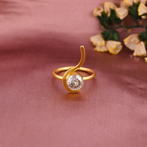 Bague élégante en zircone cubique |   Laiton plaqué or - Product Image 1