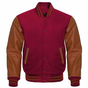 Custom Vintage <b>Men</b> Wool Varsity <b>Jacket</b> Genuine <b>Leather</b> Sleeve High Quality Letterman Bomber <b>Jacket</b> Warm WVJ-0026 - Product Image 3