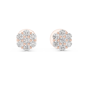 Round Diamond Cluster Flower Stud Earrings in Solid Gold or Sterling Silver Elegant Multi Stone Gemstone Jewelry for Women - Product Image 1