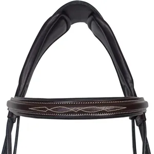 Bridon d'équitation rembourré en cuir tanné végétal, avec surpiqûres décoratives et design anatomique doux et rembourré - Product Image 2
