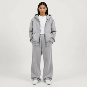 Ensemble de survêtement personnalisé de haute qualité pour l'hiver, sweat-shirt à capuche brodé, 100% coton molletonné, pour femmes, OEM ODM - Product Image 1