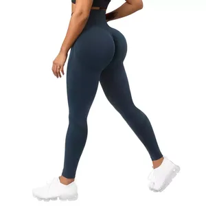 Nouveaux leggings de yoga décontractés taille haute longueur intégrale noirs à motif géométrique sans couture extensibles dans les quatre sens en Spandex et Polyester - Product Image 2