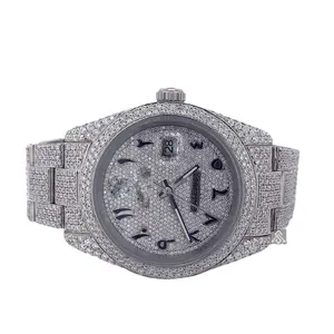 Top Hip Hop Unique Men's Watch White Gold Automatic Stainless Watch for 2024 model in sale with top model and quality