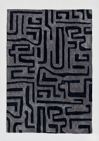 HARI ENTERPRISES HE441 Luxuriöser Handgetufteter Wollteppich Modernes Abstraktes Wellendesign Mittellanger Flor Rechteckig für Wohnzimmer und Schlafzimmer