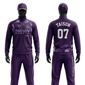 Traje Deportivo de Hockey sobre Césped para Hombre, 320 GSM, Forro Polar de Poliéster, Panel con Rayas Blancas y Moradas, Sublimación, Bordado, Logotipo Personalizado - Product Image 2