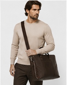 Sac à main pour ordinateur portable en cuir véritable de qualité supérieure, grand format, style vintage, pour hommes, motif alligator, sac messager d'affaires, voyage - Product Image 4