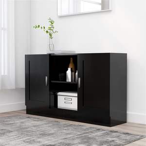 Buffet en bois d'ingénierie noir, dimensions 47,2''x12''x27,6'' - Product Image 1