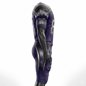 Wholesale Premium Men's American Football Uniform Set Sublimated Galaxy Purple Jersey & <b>Padded</b> Pants Breathable Mesh - Product Image 3