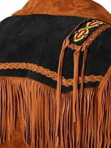Modern <b>Men</b>’s Brown Wastern <b>Suede</b> Fringe <b>Jacket</b> Handmade Cowboy Coat with Black Yoke Vintage Cowboy Style Bulk Order - Product Image 3