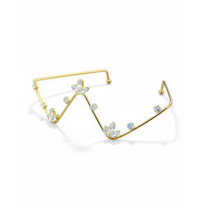 Rimless Lensless Glasses <b>Eyewear</b> with Zigzag Floral Design Fashion Statement Party Accessory for Women and Girls (F006) - Product Image 1