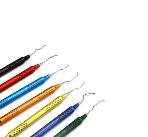 Juego de 7 Piezas de Curetas Dentales Multicolores Gracey, Instrumentos Dentales Manuales de Clase I, Aprobados por CE e ISO, de Acero Inoxidable - Product Image 5
