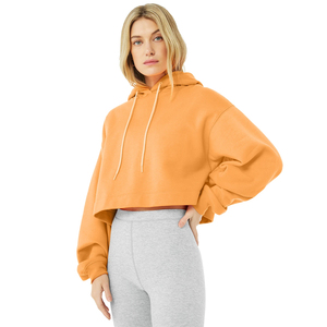 Sweat-shirt à capuche oversize pour femme, couleur unie, épaules tombantes, manches longues, en molleton de coton, respirant, coupe courte, idéal pour l'automne - Product Image 3