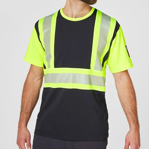 Nouveau T-shirt en polyester personnalisable haute visibilité classe 3, vêtement de travail réfléchissant, haute visibilité, chemise longue noire - Product Image 4