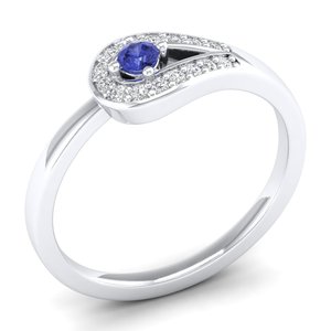Bague minimaliste REYES en or massif 14 carats avec moissanite certifiée GRA, pierre de naissance pour femme, taille ronde, 0,11 ct, tanzanite, bijoux en pierres précieuses - Product Image 2