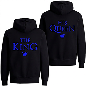 The King hoodies คู่กับ hoodies unisex สีดำพิมพ์ลาย, เสื้อสเวตเชิ้ตลำลองมีฮู้ดพอดีตัวสไตล์ฤดูใบไม้ร่วง - Product Image 2