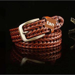 Real Cow Hide Leather Belts With Silver Pin Buckle Double Color Casual Style Men's Wear <b>Braided</b> Belts & <b>Accessories</b> - Product Image 6