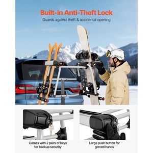 Portasci e Portasnowboard da Montare sul Gancio Traino, Compatibile con Ricevitore da 2 Pollici, Capacità di Trasporto fino a 6 Paia di Sci e 4 Snowboard - Product Image 5