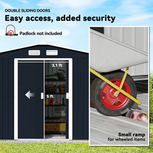 Casetta da Giardino in Metallo 9 X 6 con Kit di Fondamenta, Grigio Scuro - Product Image 5