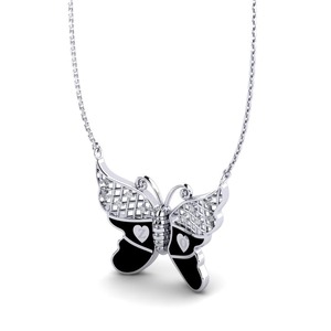 Colgante de mariposa chapado en plata y moissanita al por mayor, dije blanco de cristal, estilo hip hop, joyería unisex - Product Image 2
