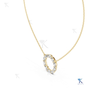 Collar con colgante de diamante cultivado en laboratorio, corte princesa radiante, en oro macizo de 14K y 18K, proveedor mayorista de joyería - Product Image 5