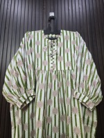 Robe de club en coton à rayures vertes et blanches, imprimé soleil, manches longues, style modeste, longueur ras du sol, écologique, respirante, pour la plage
