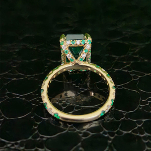 Anillo de esmeralda verde, piedra preciosa natural, oro macizo de 14 quilates, clásico para mujer, certificado IGI, RIZTA JEWELS, aniversario - Product Image 2