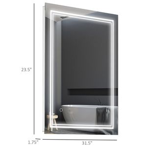 Specchio da Bagno a LED 32x24 da Parete, Specchio Intelligente con Touch Screen, Impermeabile, Cornice in Rame, Illuminazione Orizzontale e Verticale - Product Image 3