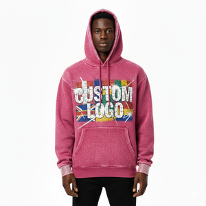 Sudadera con Capucha para Hombre, Personalizada con Logotipo Serigrafiado, Algodón Lavado con Ácido, Sudadera Gruesa con Capucha para Hombre - Product Image 3