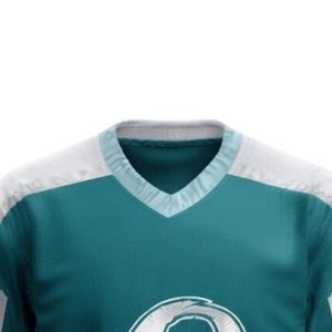 Men Teal White Sublimated <b>Ice</b> Hockey Jersey Shorts Set Polyester V Neck Printed Athletic Sportswear Match Performance Apparel - Product Image 3