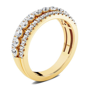 Anillo de Diamantes de Corte Redondo con Múltiples Hileras y Puntas Compartidas - Product Image 2