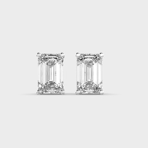IGI Certified Lab Grown <b>Emerald</b> Cut Diamond <b>Stud</b> Earrings 9K Yellow / White / Rose Gold Solitaire Diamond Earrings - Product Image 6