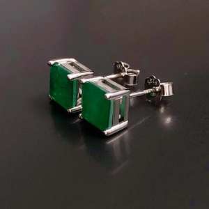 Pendientes de Esmeralda en Plata de Ley, Piedra de Nacimiento de Mayo, Joyería con Gemas, Regalo de Boda o Cumpleaños para Mujer - Product Image 6