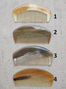 Peine de bolsillo de cuerno de buey natural, ecológico, antiestático, de dientes finos, para barba, con logotipo personalizado, hecho a mano, de cuerno de búfalo. - Product Image 5