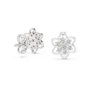 Juego de pendientes de diamantes cultivados en laboratorio ROYAL BLOOM en oro blanco de 18 quilates para compromiso, boda, fiesta, regalo de San Valentín, uso diario para mujeres - Product Image 4