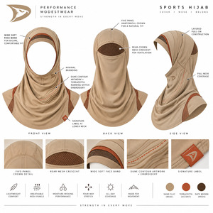 Modest Sportswear <b>Head</b> <b>Cover</b> Desert Dune Performance Running Hiking Gym Training Athletic Sports Hijab Headscarf - Product Image 5