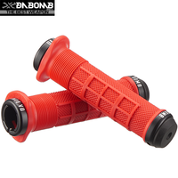 Poignées de vélo de montagne DABOMB MTB Enduro LockOn en caoutchouc souple, design semi-évasé, 135 mm, antidérapantes, double anneaux de verrouillage