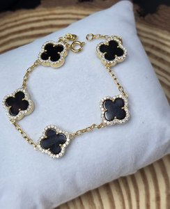 925 Silver Elegant Black Cover <b>Bracelet</b> VVS Moissanite Stone Halo Minimal Luxury <b>Bracelet</b> - Product Image 1