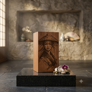 Urna Funeraria Ecológica de Madera Natural Voxo International, Caja de Cremación Conmemorativa Grabada, Ataúd Personalizado para Cenizas, 200 Cubic - Product Image 1