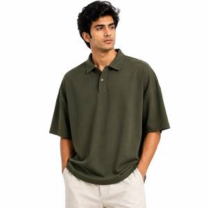 Oversized Breathable Solid Knitted Front <b>Mens</b> for <b>Shirt</b> Olive <b>Green</b> Short Sleeve Casual Cotton Collared Summer Streetwear - Product Image 1