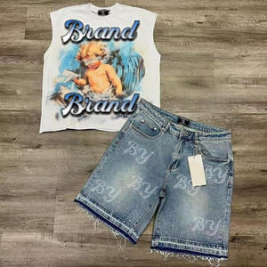 Ensemble T-shirt et short d'été pour homme avec logo personnalisé, tenue décontractée deux pièces streetwear pour la vente en gros, ensemble coordonné - Product Image 1