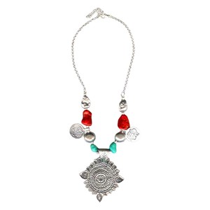 Conjunto de Joyería Bohemia Cristiana Tibetana Chapada en Plata Antigua Vintage con Piedras de Vidrio para Fiestas y Uso Diario de Mujeres - Product Image 1