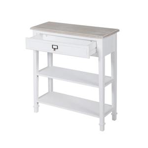 Petite table d'appoint moderne en fer avec poignée en forme de tasse antique, deux étagères ouvertes, bureau compact pour couloir, idéal pour hôtel et décoration côtière - Product Image 5