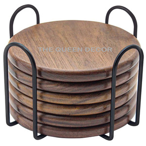 High Great Quality Octagonal Shape Stainless Steel Metal Gold Stand <b>Coasters</b> Set of 4 Piece Use Kitchen Glass - Product Image 4